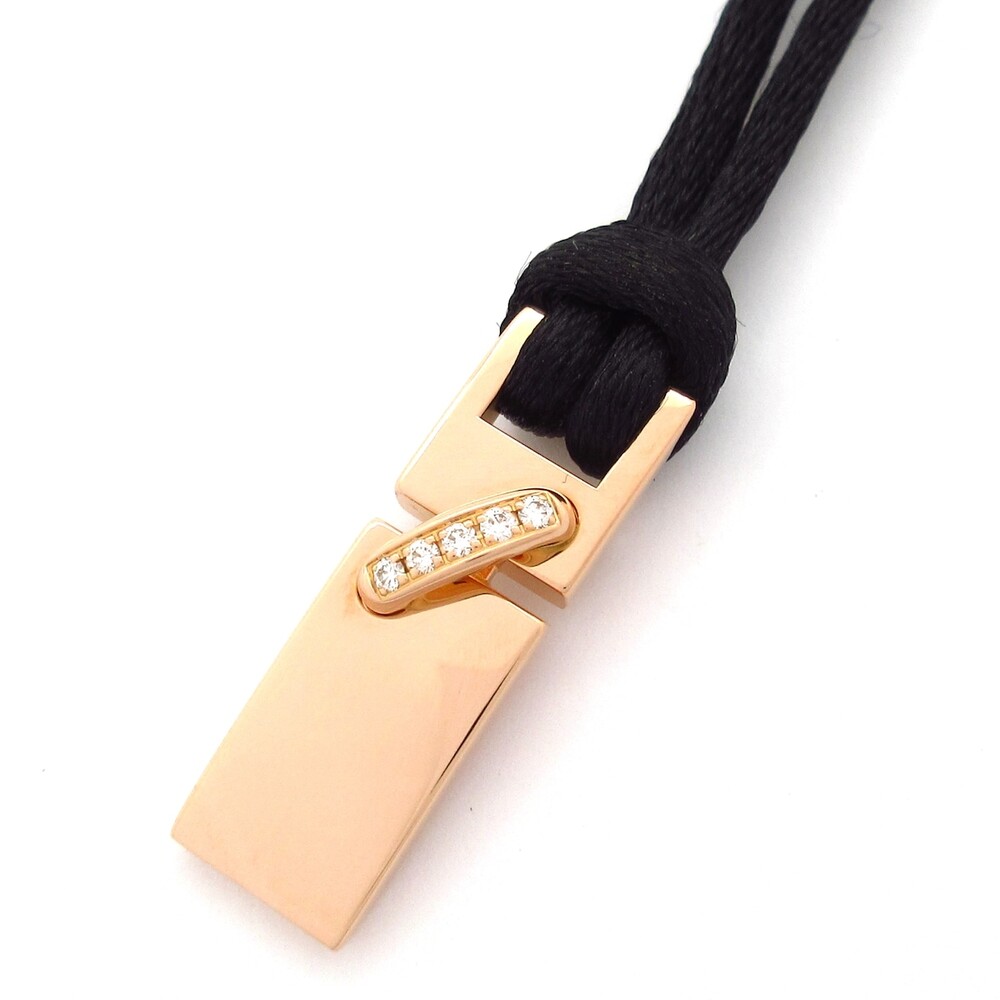 Chaumet Liens Necklace 18K Rose Gold Diamond Black Chemical Fiber